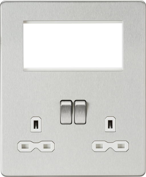 Knightsbridge SFR194BCW Screwless Small Multimedia Combination  Plate - Brushed Chrome  Sparks Warehouse - Sparks Warehouse