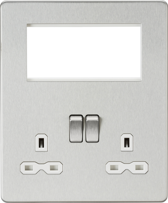 Knightsbridge SFR194BCW Screwless Small Multimedia Combination  Plate - Brushed Chrome  Sparks Warehouse - Sparks Warehouse