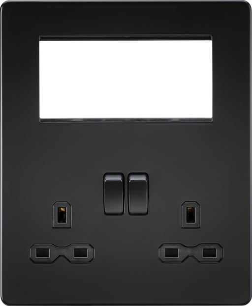 Knightsbridge SFR194MBB Screwless Small Multimedia Combination  Plate - Matt Black Knightsbridge Screwless Flat Plate Matt Black Sparks Warehouse - Sparks Warehouse