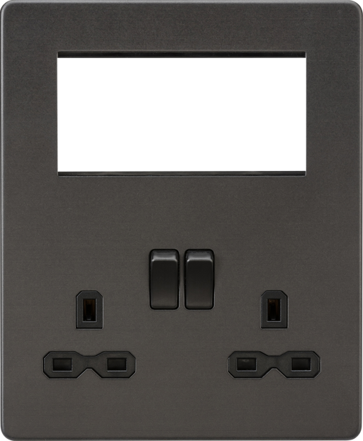 Knightsbridge SFR194SB Screwless Small Multimedia Combination  Plate - Smoked Bronze Knightsbridge Screwless Flat Plate Smoked Bronze Sparks Warehouse - Sparks Warehouse