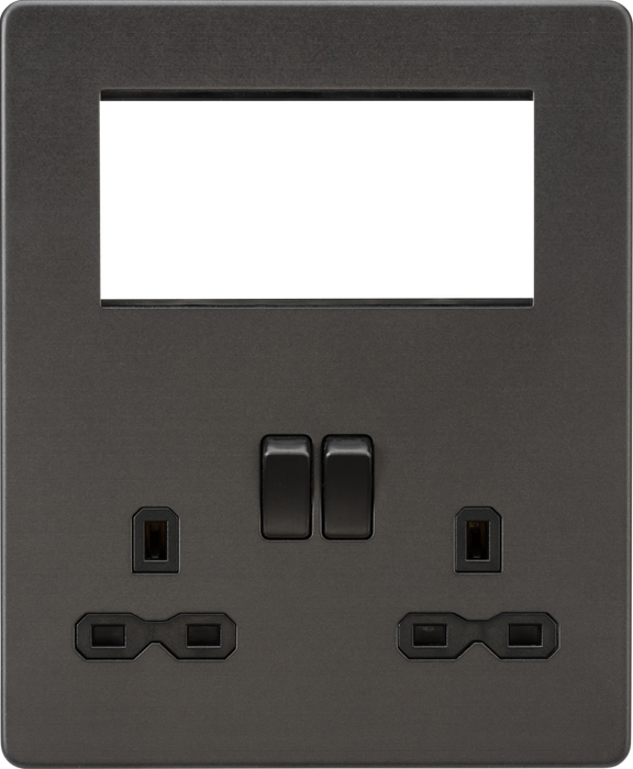 Knightsbridge SFR194SB Screwless Small Multimedia Combination  Plate - Smoked Bronze Knightsbridge Screwless Flat Plate Smoked Bronze Sparks Warehouse - Sparks Warehouse