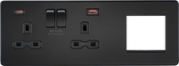 Knightsbridge SFR992LMBB Screwless 13A 2G DP Socket with USB Fastcharge + 2G Modular Combination Plate - Matt Black Knightsbridge Screwless Flat Plate Matt Black Sparks Warehouse - Sparks Warehouse