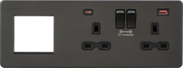 Knightsbridge SFR992RSB Screwless 13A 2G DP Socket with USB Fastcharge + 2G Modular Combination Plate - Smoked Bronze Knightsbridge Screwless Flat Plate Smoked Bronze Sparks Warehouse - Sparks Warehouse