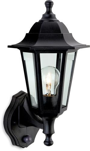 Firstlight 8401BK Malmo Lantern - Uplight with PIR - Black Resin - Firstlight - sparks-warehouse