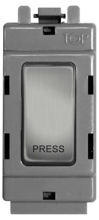 BG Nexus GBS14 Grid Brushed Steel 20AX 2 Way Switch Module  Retractive Labelled  *PRESS* - BG - sparks-warehouse