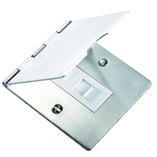 Hamilton 84DJ12W - Shr Flr SS 1g RJ12 Outlet-Unshield WH