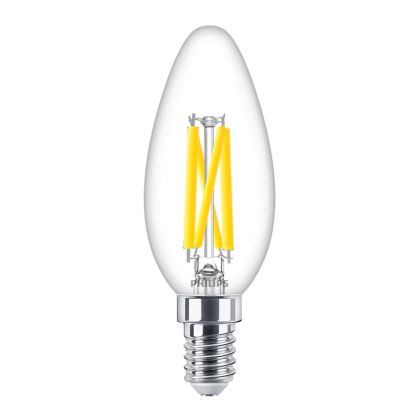 Philips MASTER LED E14 Candle Filament Clear 3.4W 470lm - 922-927 Dim To Warm | Best Colour Rendering - Dimmable - Replaces 40W