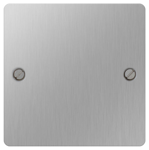 BG SBS94 Flat Plate Brushed Steel 1 Gang Blank Plate - BG - sparks-warehouse