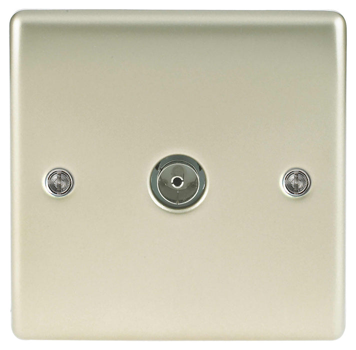 BG Nexus NPR60 Metal Pearl Nickel Single 1 Gang Co Axial (TV) Outlet - BG - Sparks Warehouse