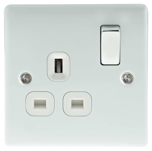 BG Nexus NPW21W Metal Polished White & Chrome Plug Socket Switched Single - DISCONTINUED - BG - Sparks Warehouse