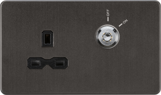 Knightsbridge SFR9LOCKSB 13A 1G DP Lockable socket - Smoked Bronze with black insert  Sparks Warehouse - Sparks Warehouse