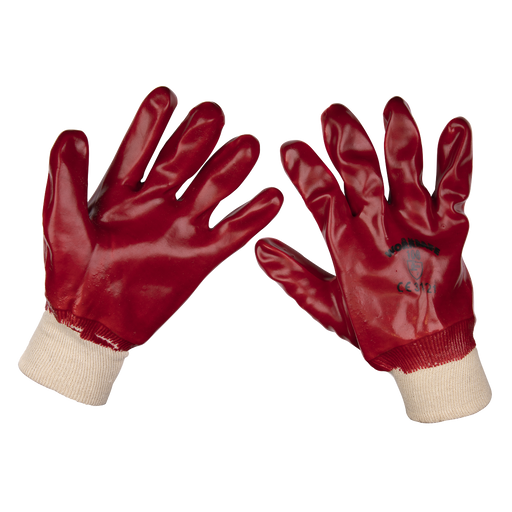 Sealey - 9106XL General Purpose PVC Gloves Knitted Wrist (X-Large) - Pair Safety Products Sealey - Sparks Warehouse