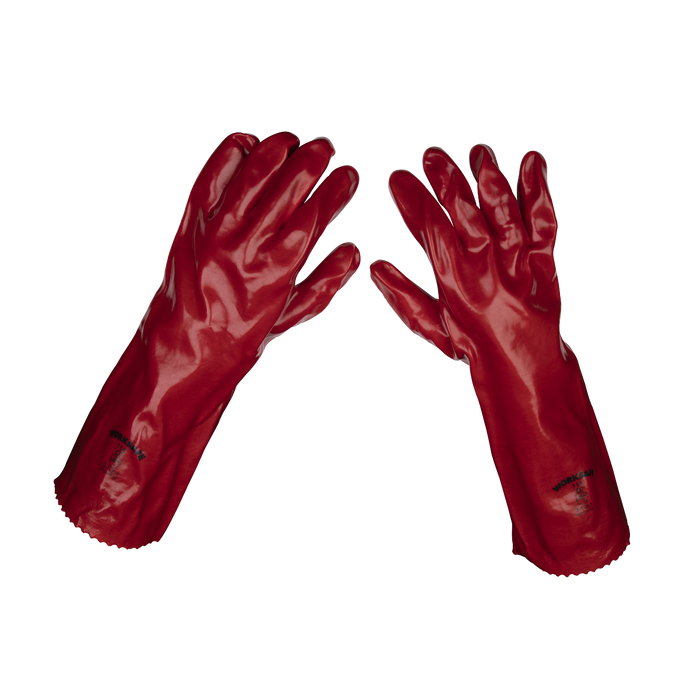 Sealey 9114 - Red PVC Gauntlets 450mm - Pair Safety Products Sealey - Sparks Warehouse