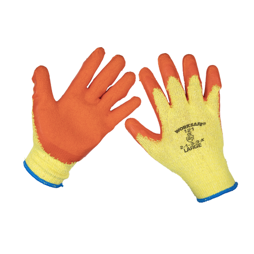 Sealey - 9121L/12 Super Grip Knitted Gloves Latex Palm (Large) - Pack of 12 Pairs Safety Products Sealey - Sparks Warehouse