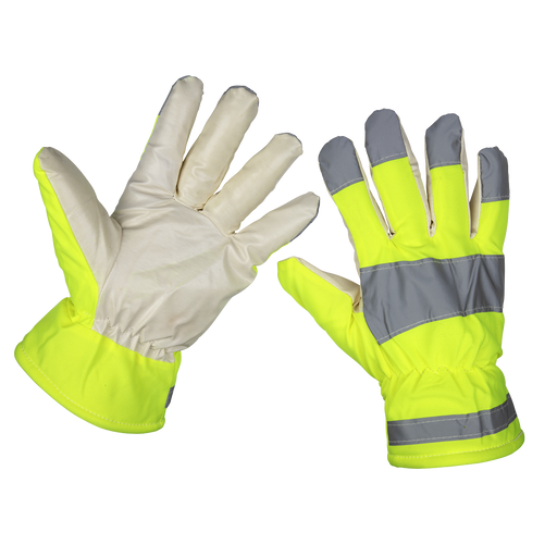 Sealey 9135 - Yellow Hi-Vis Warm Hand Gloves - One-Size Pair Safety Products Sealey - Sparks Warehouse