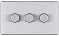 BG FBS83P Screwless Flat Plate Brushed Steel 400W 3 Gang 2 Way Push Dimmer - BG - sparks-warehouse