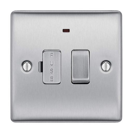 BG Nexus NBS52 Brushed Steel 13A Fused Connection Unit Switched With Power Indicator - BG - sparks-warehouse