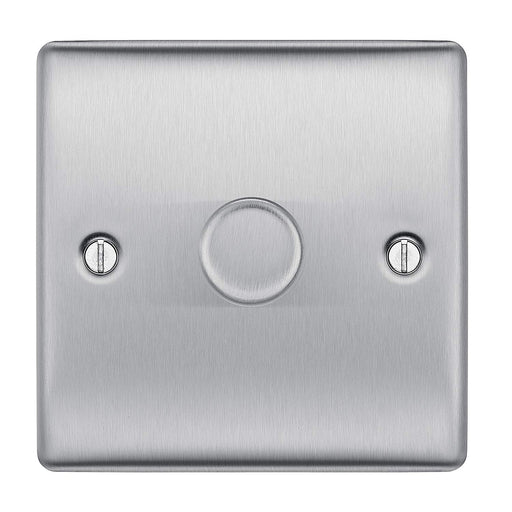 BG Nexus NBS81P Brushed Steel 400W 1 Gang 2 Way Dimmer - BG - sparks-warehouse