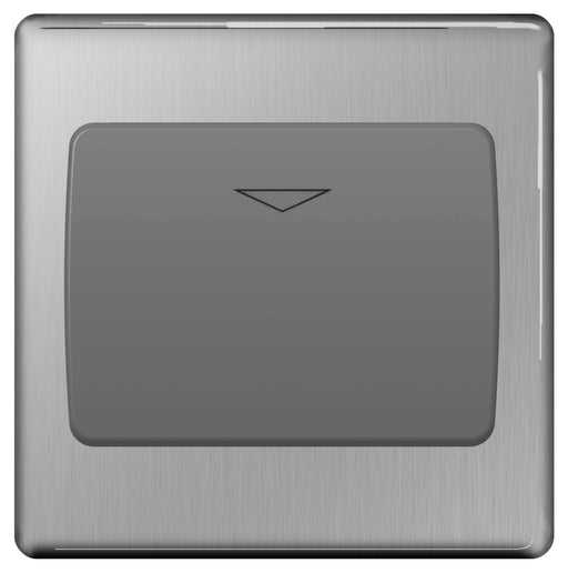 BG FBSKYCSG Screwless Flat Plate Brushed Steel 16A Hotel Key Card Switch - Grey Insert - BG - sparks-warehouse