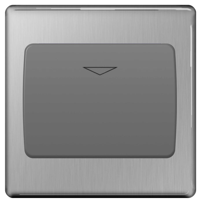 BG FBSKYCSG Screwless Flat Plate Brushed Steel 16A Hotel Key Card Switch - Grey Insert - BG - sparks-warehouse
