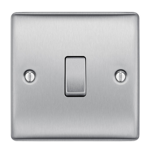 BG Nexus NBS12 Brushed Steel Single Gang 2 Way Light Switch - BG - sparks-warehouse