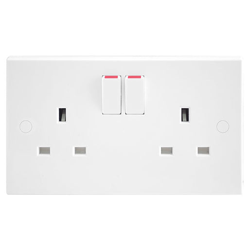Bg Nexus 922 White Moulded Single Pole 13 Amp Switched Socket Double 2 Gang - BG - Sparks Warehouse