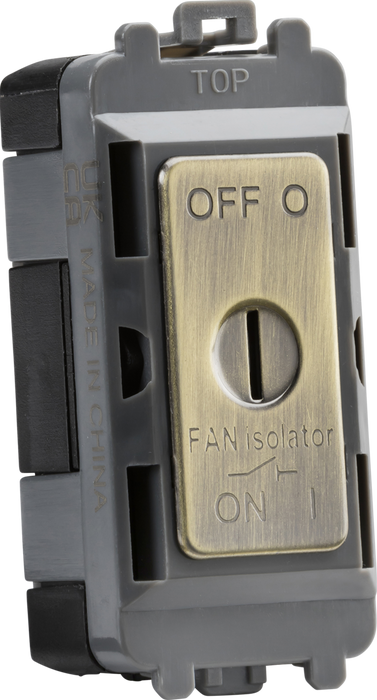 Knightsbridge GDM021AB 10A fan Isolator key switch module - antique brass ML Knightsbridge - Sparks Warehouse