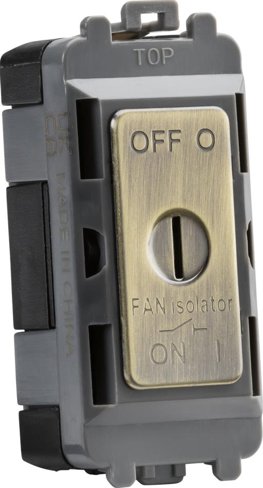Knightsbridge GDM021AB 10A fan Isolator key switch module - antique brass ML Knightsbridge - Sparks Warehouse