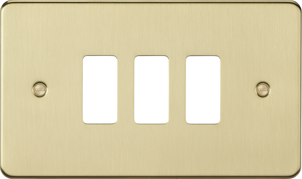 Knightsbridge GDFP003BB 3G grid faceplate - brushed brass ML Knightsbridge - Sparks Warehouse