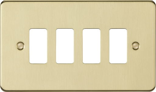 Knightsbridge GDFP004BB 4G grid faceplate - brushed brass ML Knightsbridge - Sparks Warehouse