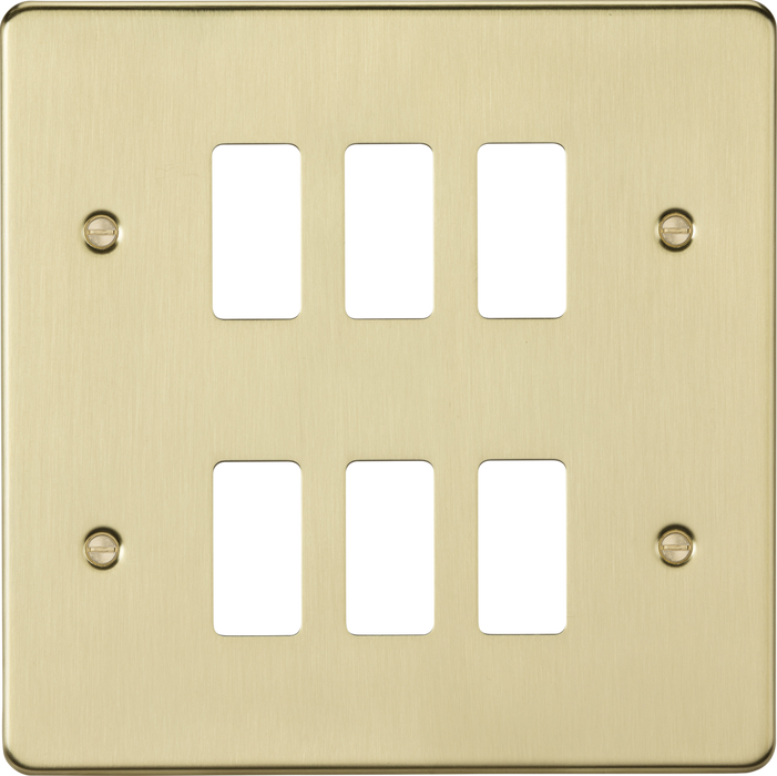 Knightsbridge GDFP006BB 6G grid faceplate - brushed brass ML Knightsbridge - Sparks Warehouse