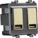 Knightsbridge GDM016BB Dual USB charger module (2 x grid positions) 5V 2.4A (shared) - brushed brass ML Knightsbridge - Sparks Warehouse