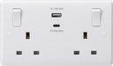 Knightsbridge CU9003 13A 2G Switched socket with outboard rockers and dual USB (A+C)  QC18W / PD45W USB Sockets Knightsbridge - Sparks Warehouse