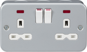 Knightsbridge MR9000N Metal Clad 13A 2G DP switched socket with neon ML Knightsbridge - Sparks Warehouse