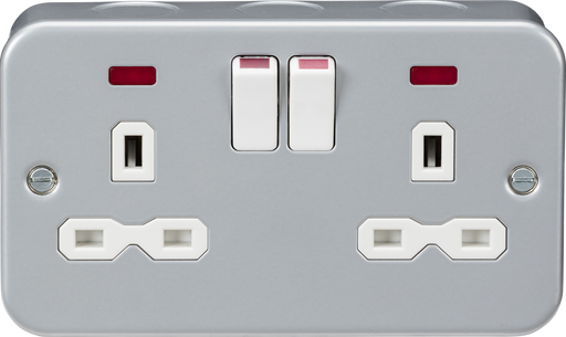 Knightsbridge MR9000N Metal Clad 13A 2G DP switched socket with neon ML Knightsbridge - Sparks Warehouse