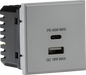 Knightsbridge NETUSBPDGY Dual USB charger A+C (18W QC / 45W USB-PD) 50 x 50mmm - grey  Sparks Warehouse - Sparks Warehouse