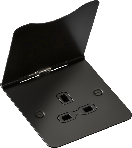 Knightsbridge FPR7UMB 13A 1G unswitched floor socket - matt black ML Knightsbridge - Sparks Warehouse