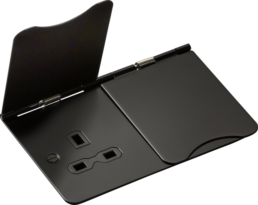 Knightsbridge FPR9UMB 13A 2G unswitched floor socket - matt black ML Knightsbridge - Sparks Warehouse