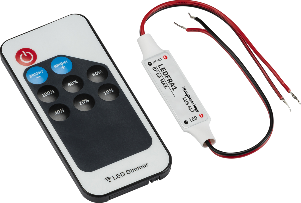 Knightsbridge LEDFRA1 12V / 24V In-line RF Controller and Remote - Dimmer Single Colour ML Knightsbridge - Sparks Warehouse