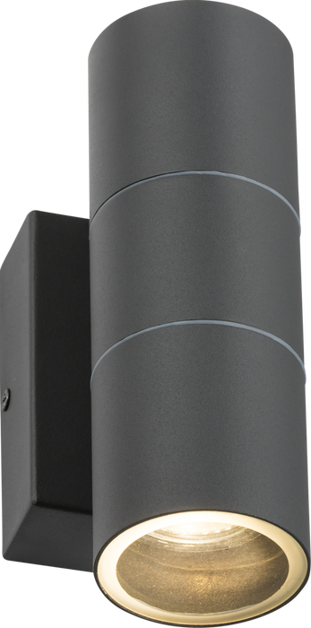 Knightsbridge OWALL02AP 230V IP54 GU10 Up and Down Wall Light with Photocell Sensor - Anthracite