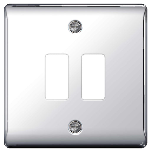 BG Nexus GNPC2 Grid Chrome 2 Gang Front Plate - BG - sparks-warehouse