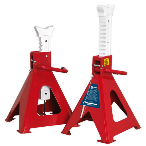 Sealey - AAS10000 Axle Stands (Pair) 10tonne Capacity per Stand Auto Rise Ratchet Jacking & Lifting Sealey - Sparks Warehouse