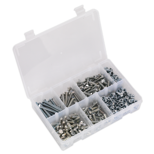 Sealey - AB050SNW Setscrew, Nut & Washer Assortment 408pc High Tensile M6 Metric Consumables Sealey - Sparks Warehouse