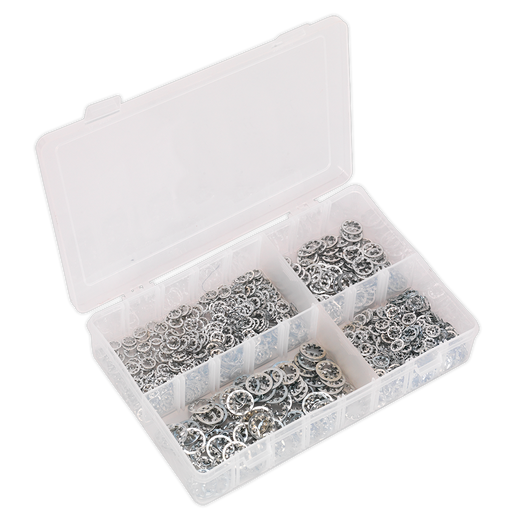 Sealey - AB057LW Lock Washer Assortment 1000pc Serrated Internal M5-M10 Metric DIN 6798J Consumables Sealey - Sparks Warehouse