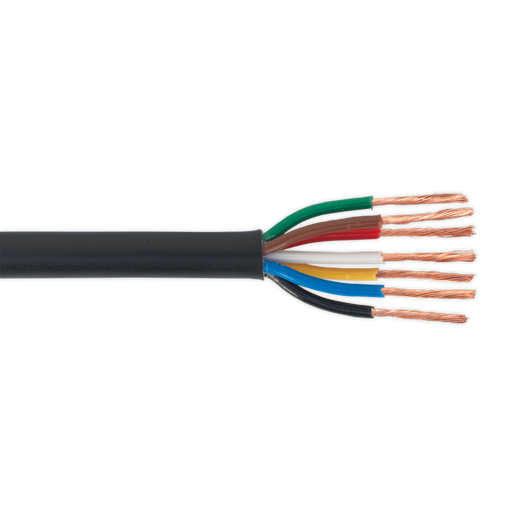 Sealey - AC24207CTH Automotive Cable Thin Wall 7 x 0.75mm² 24/0.20mm 30m Black Consumables Sealey - Sparks Warehouse