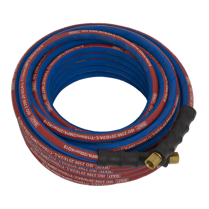 Sealey - AH15R/38 Air Hose 15m x Ø10mm with 1/4"BSP Unions Extra-Heavy-Duty Compressors Sealey - Sparks Warehouse