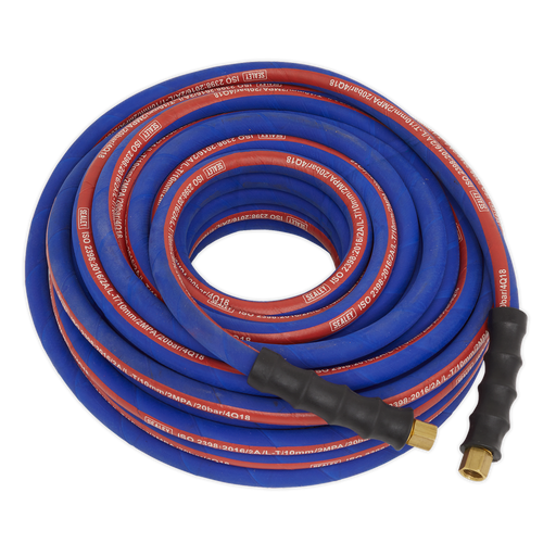 Sealey - AH20R/38 Air Hose 20m x Ø10mm with 1/4"BSP Unions Extra-Heavy-Duty Compressors Sealey - Sparks Warehouse
