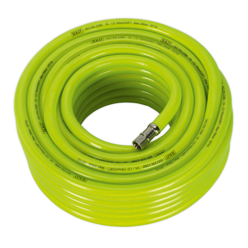 Sealey - AHFC2038 Air Hose High Visibility 20m x Ø10mm with 1/4"BSP Unions Compressors Sealey - Sparks Warehouse