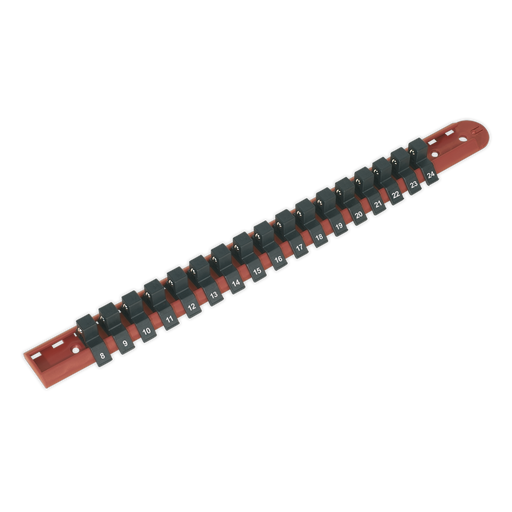 Sealey - AK1217 Socket Retaining Rail with 17 Clips 1/2"Sq Drive Hand Tools Sealey - Sparks Warehouse