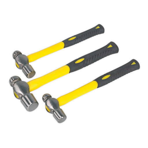 Sealey - AK2031 Ball Pein Hammer Set 3pc with Fibreglass Shaft Hand Tools Sealey - Sparks Warehouse